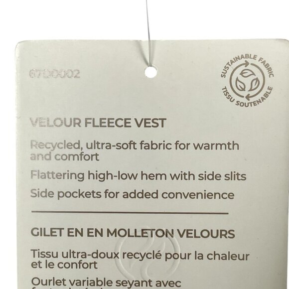 Soul + Sky Velour Fleece Vest Green Women’s L | Athleisure Sustainable Zip-Front - Picture 12 of 16